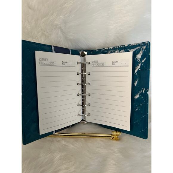 Filofax Pocket Domino Luxe Teal Agenda Organizer New with tags! - Picture 3 of 6